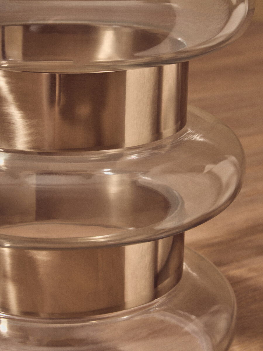 Gold Finish Side Table with Clear Glass Circular Top