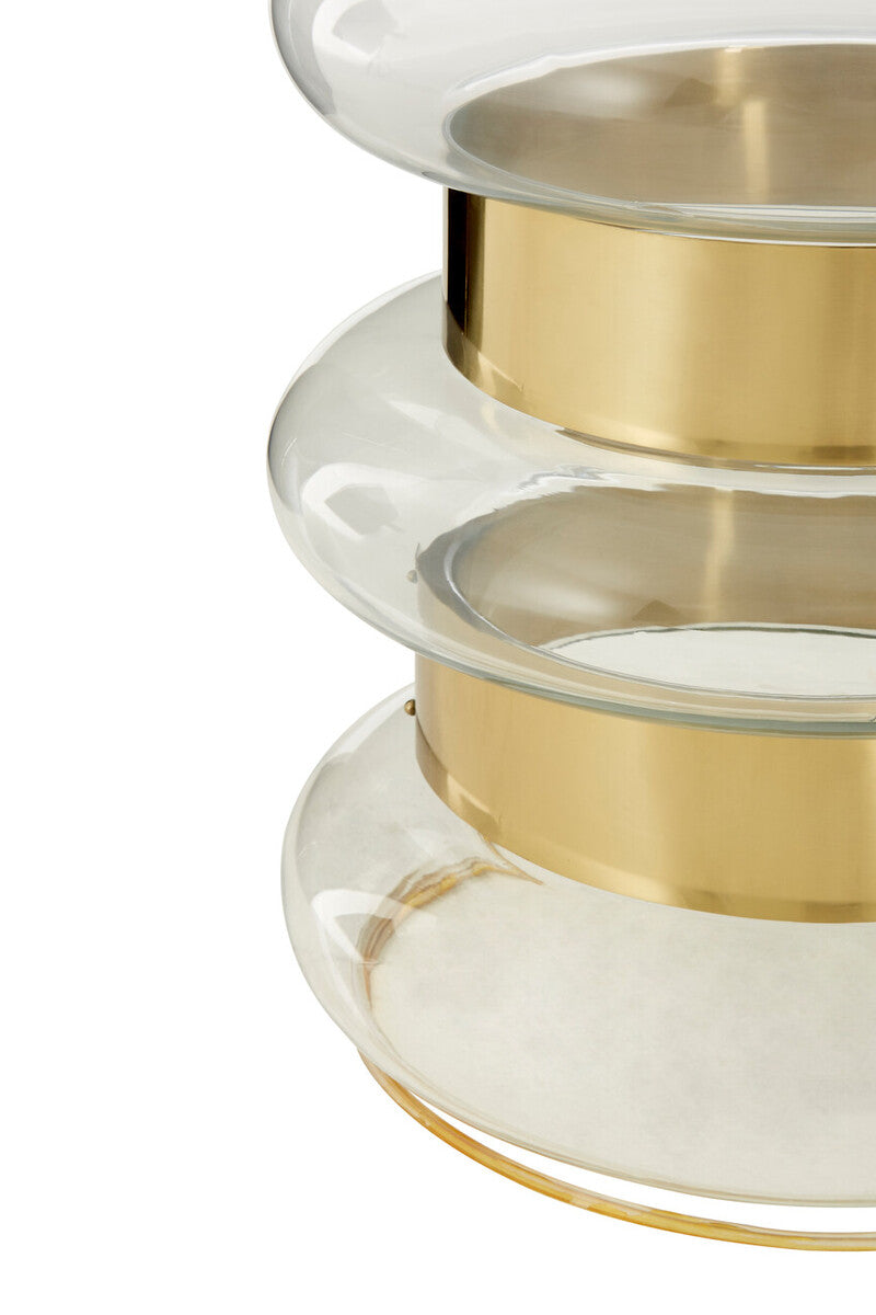 Gold Finish Side Table with Clear Glass Circular Top