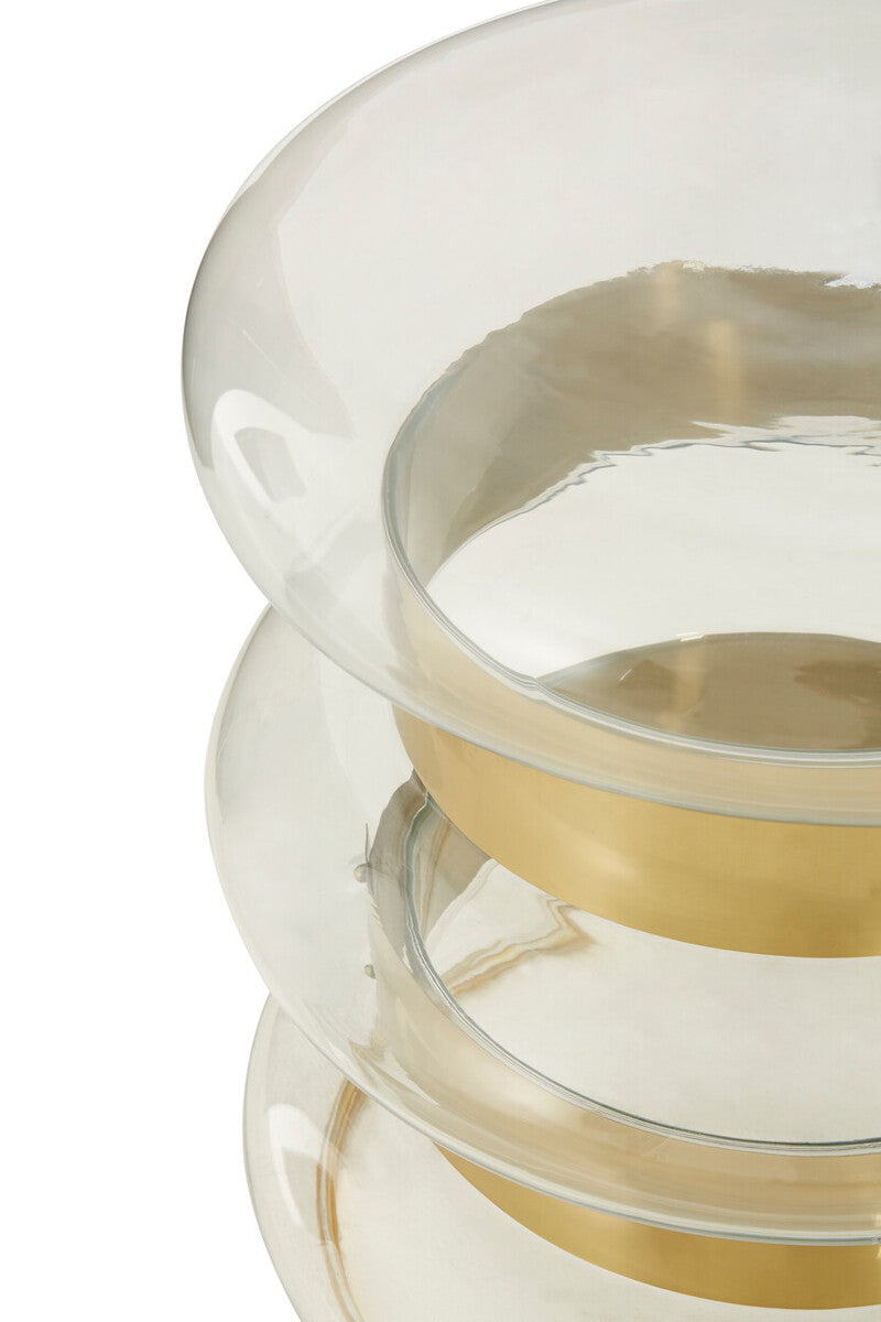 Gold Finish Side Table with Clear Glass Circular Top