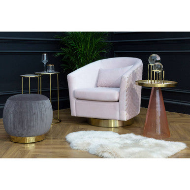 Amethyst Top Set of 2 Nesting Side Tables with Gold Metal Frame