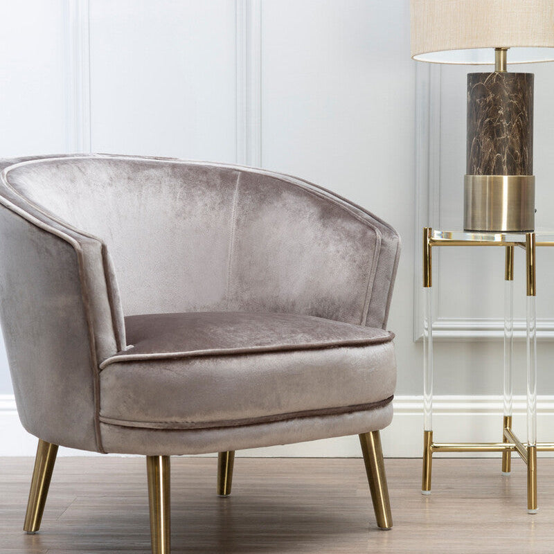 Round Clear Acrylic Side Table with Gold Steel Base