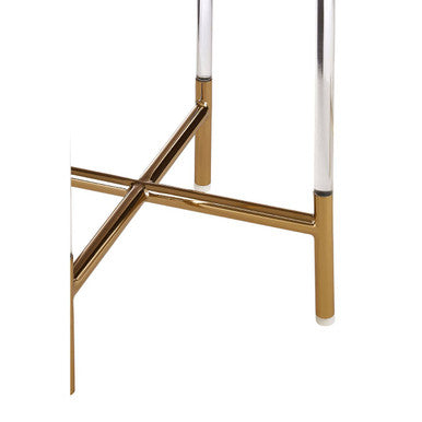 Round Clear Acrylic Side Table with Gold Steel Base