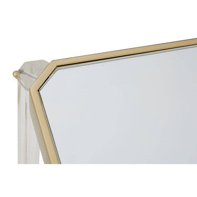 Clear Mirrored Top Side Table with Acrylic Legs and Gold Frame