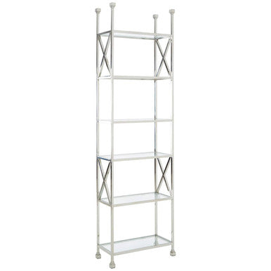 Cross Design 6 Tier Tempered Glass Shelving Unit