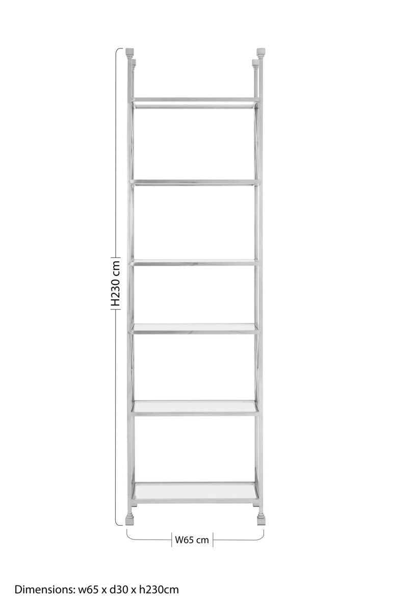 Cross Design 6 Tier Tempered Glass Shelving Unit
