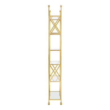 Gold Cross Design Bookshelf with Black Glass Shelves