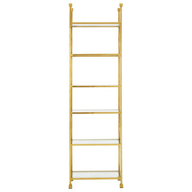 Gold Cross Design Bookshelf with Black Glass Shelves