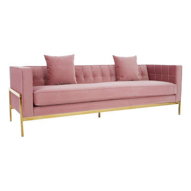 3 Seater Pink Velvet Sofa