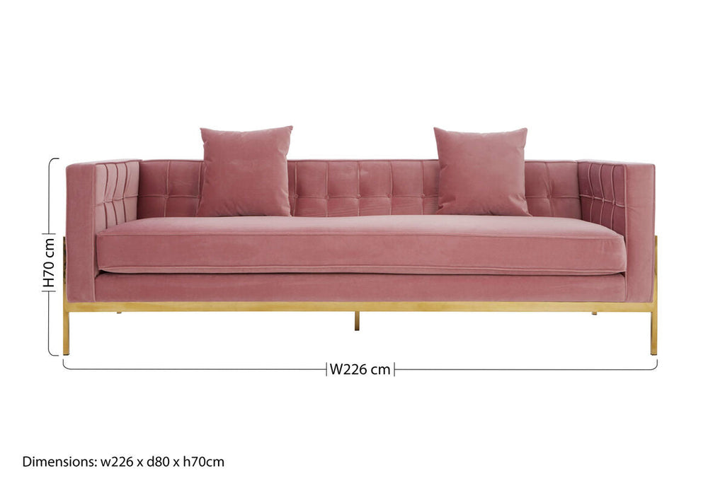 3 Seater Pink Velvet Sofa