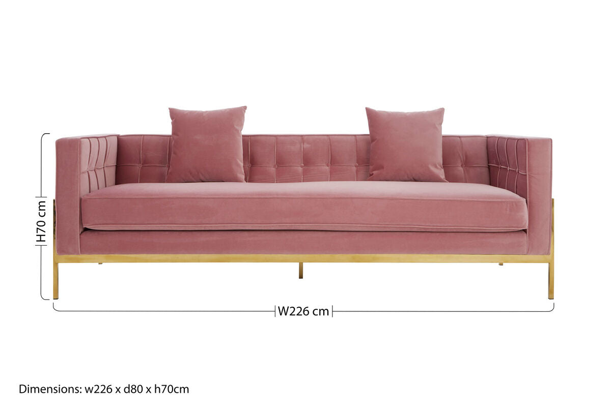 3 Seater Pink Velvet Sofa