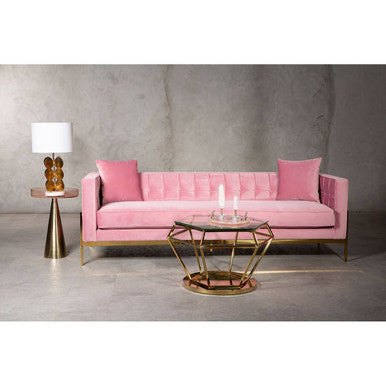 3 Seater Pink Velvet Sofa