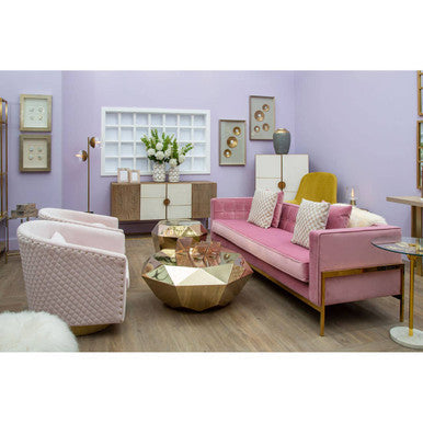 3 Seater Pink Velvet Sofa