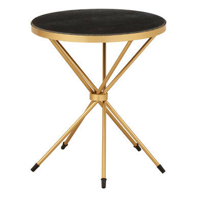 Black Marble Round Side Table with Gold Stainless Steel Legs