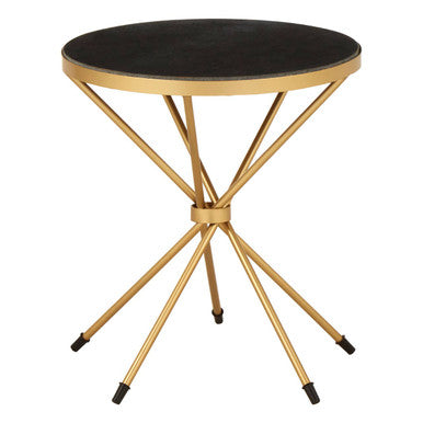 Black Marble Round Side Table with Gold Stainless Steel Legs
