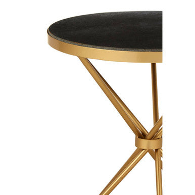 Black Marble Round Side Table with Gold Stainless Steel Legs