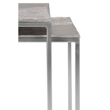 Silver Nickel Rectangular Nesting Tables Set of Two with Textured Aluminium Tops