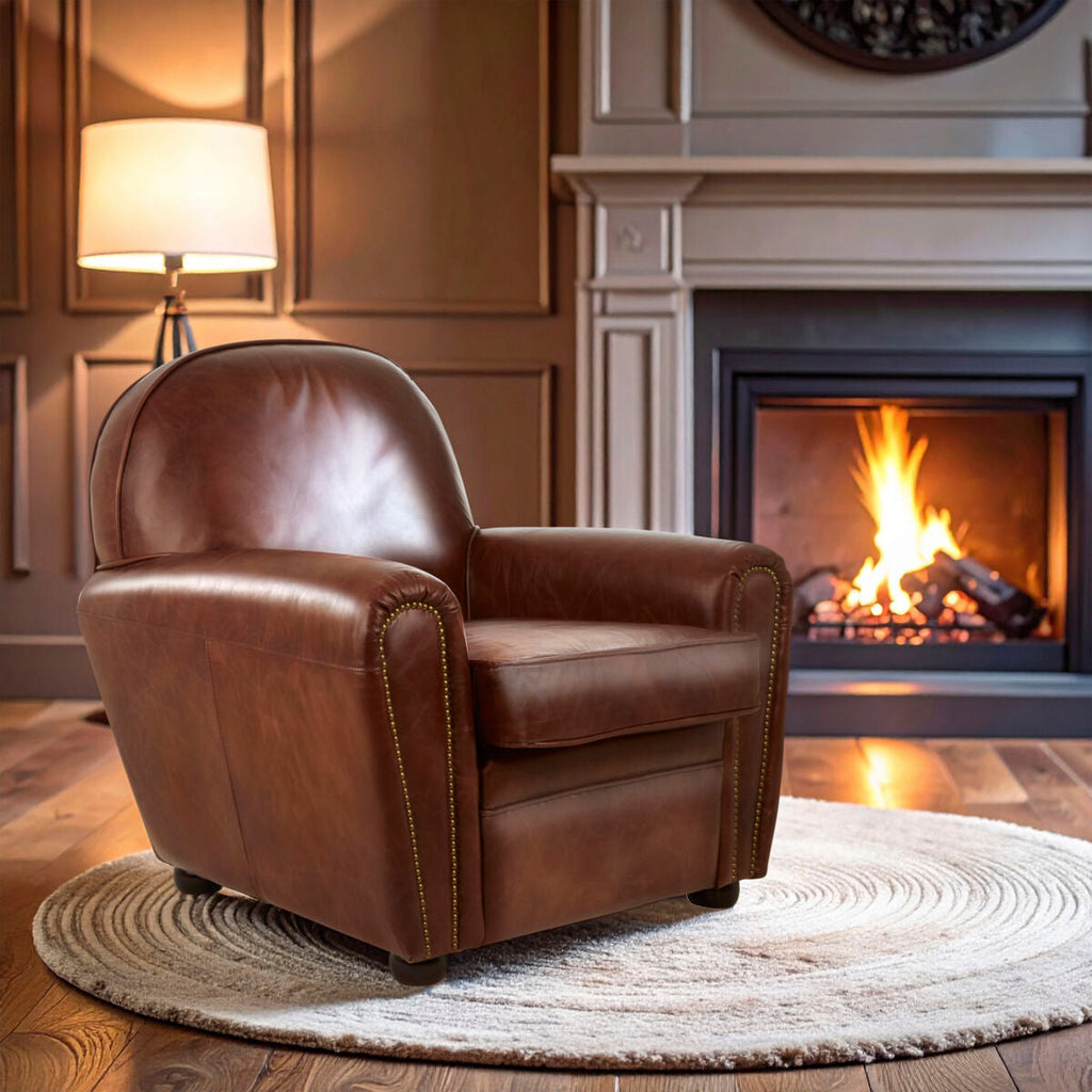 Brown Leather Classic Armchair