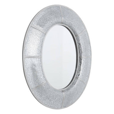 Oval Wall Mirror with Sculpted Silver Frame