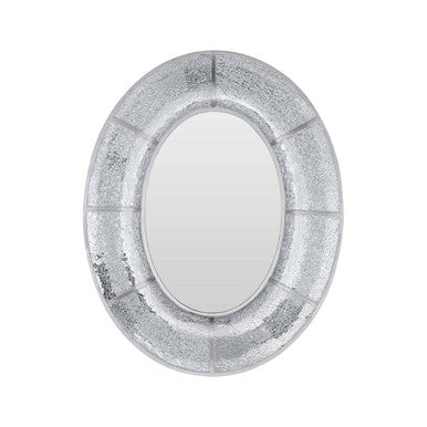 Oval Wall Mirror with Sculpted Silver Frame