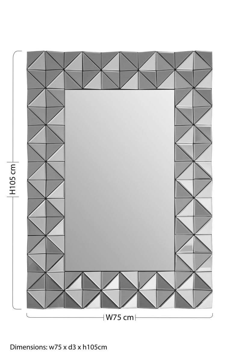 3D Geometric Wall Mirror in Silver