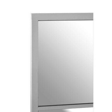 Square Grid Silver Frame Wall Mirror