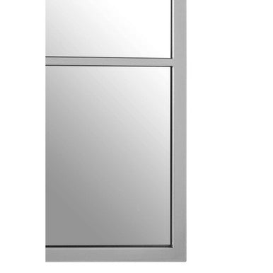 Square Grid Silver Frame Wall Mirror