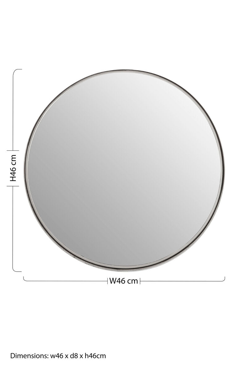 Small Nickel Finish Round Wall Mirror