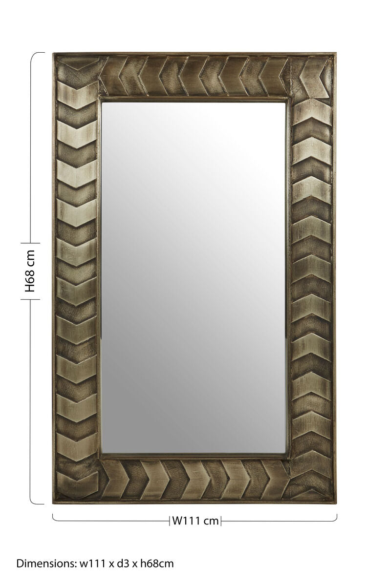Silver Wall Mirror with Textured Frame