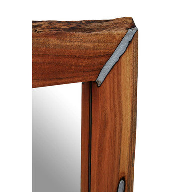 Acacia Wood Wall Mirror with Silver Inlay
