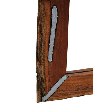 Acacia Wood Wall Mirror with Silver Inlay