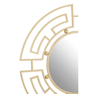 Round Gold Wall Mirror with Segmented Frame