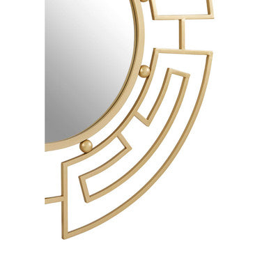 Round Gold Wall Mirror with Segmented Frame