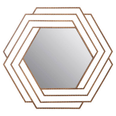 Antique Gold Hexagon Wall Mirror