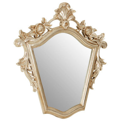 Champagne Tapered Wall Mirror with Floral Crown