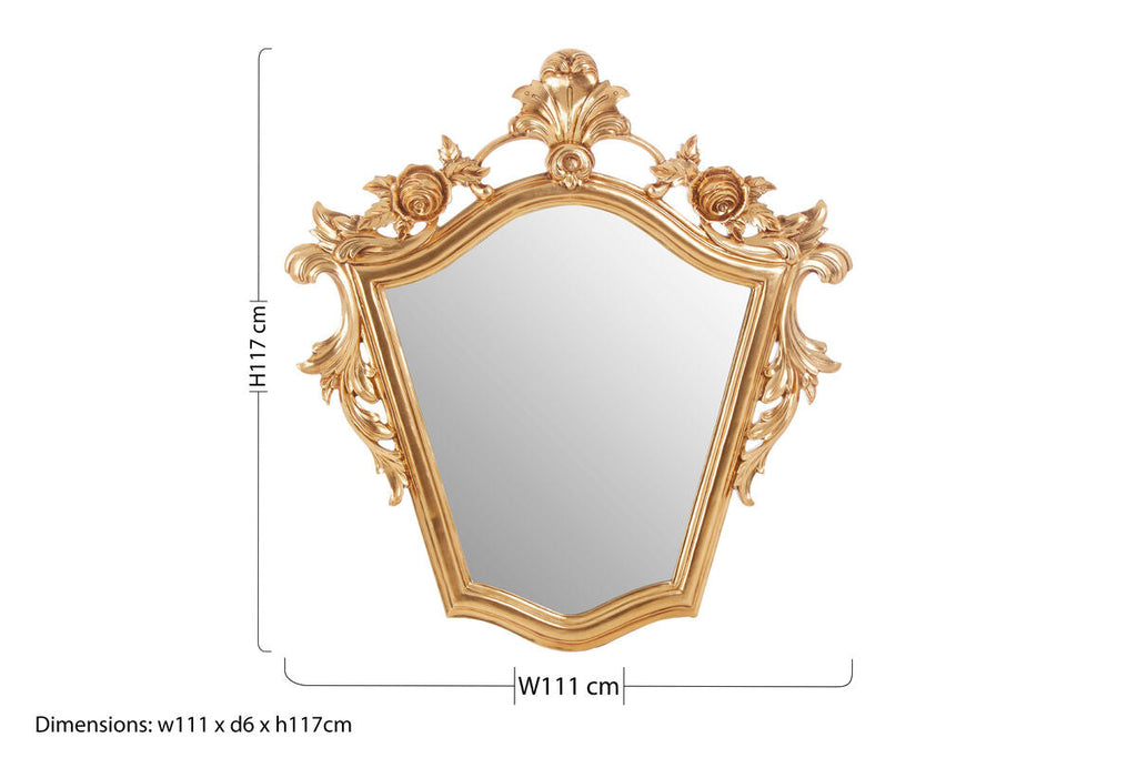 Champagne Tapered Wall Mirror with Floral Crown