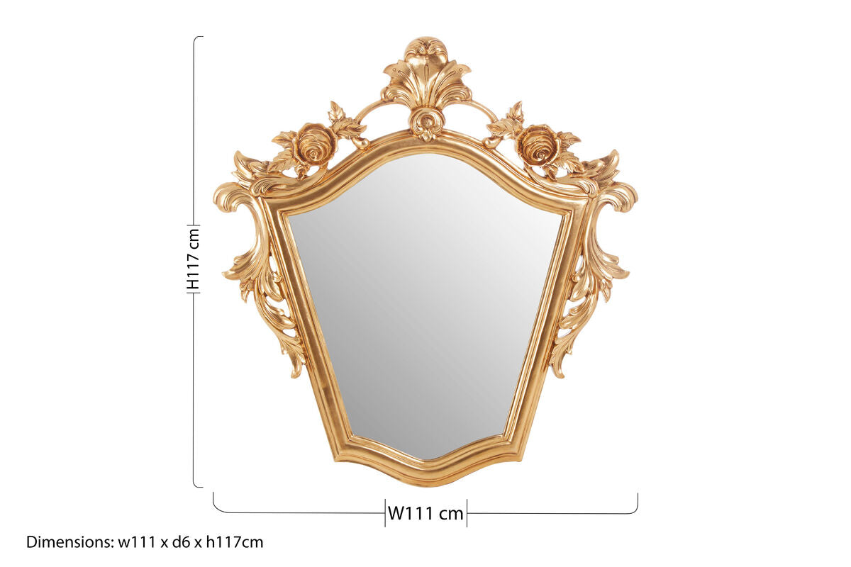 Champagne Tapered Wall Mirror with Floral Crown