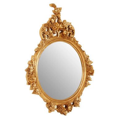 Gold Round Wall Mirror with Sculpted Frame