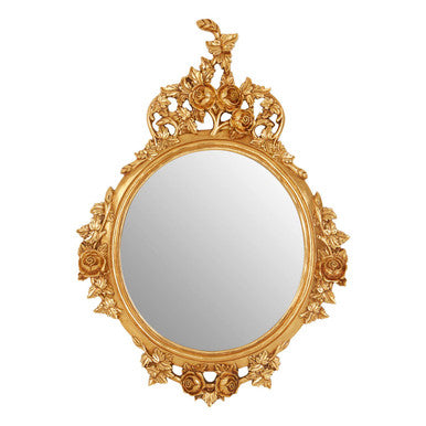 Gold Round Wall Mirror with Sculpted Frame