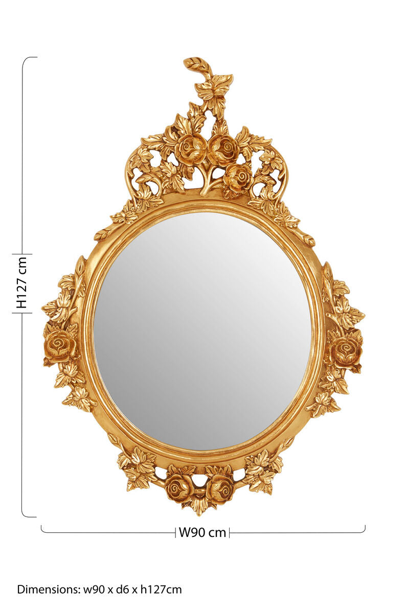 Gold Round Wall Mirror with Sculpted Frame
