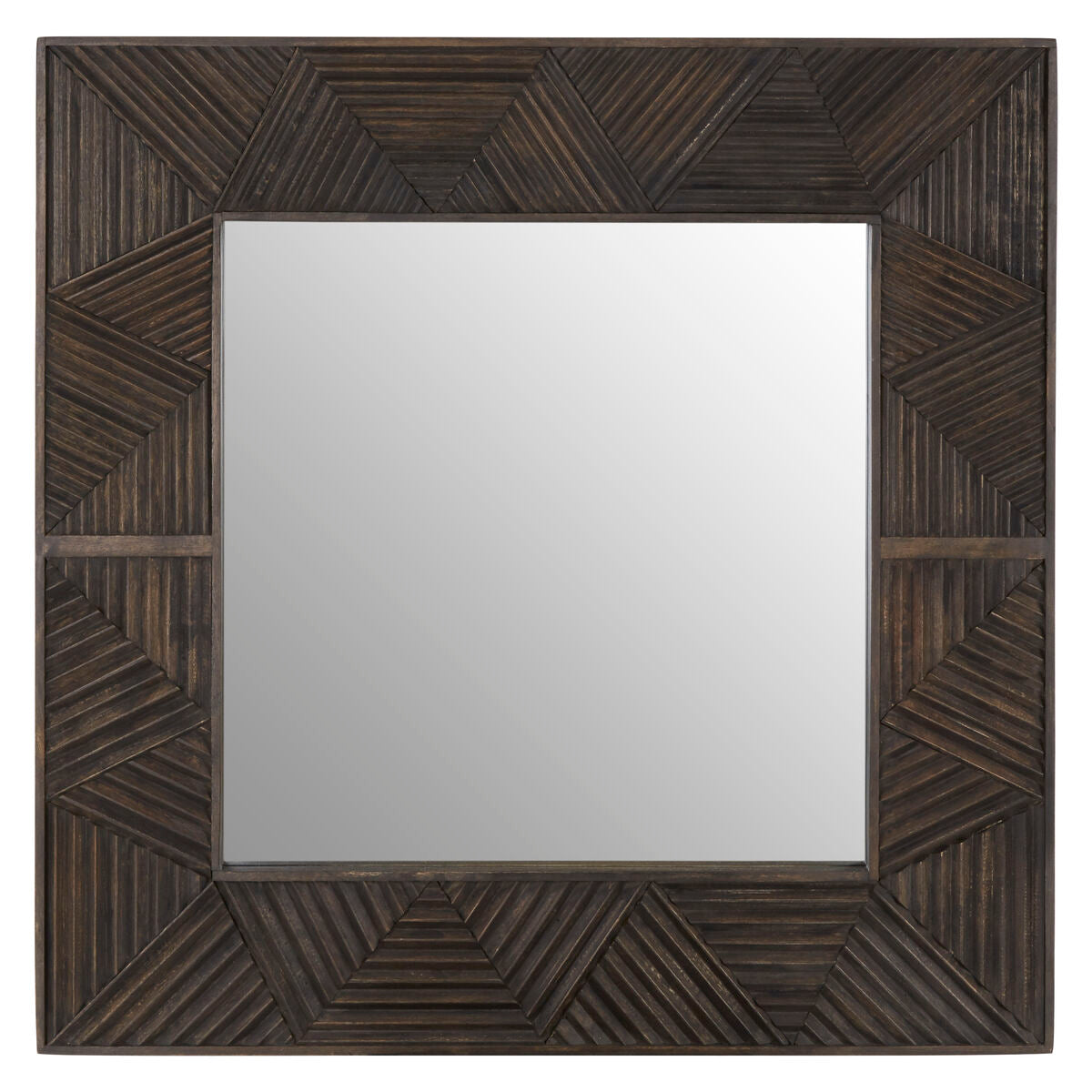 Saira Square Wall Mirror in Brown Wood