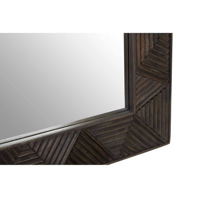 Saira Square Wall Mirror in Brown Wood