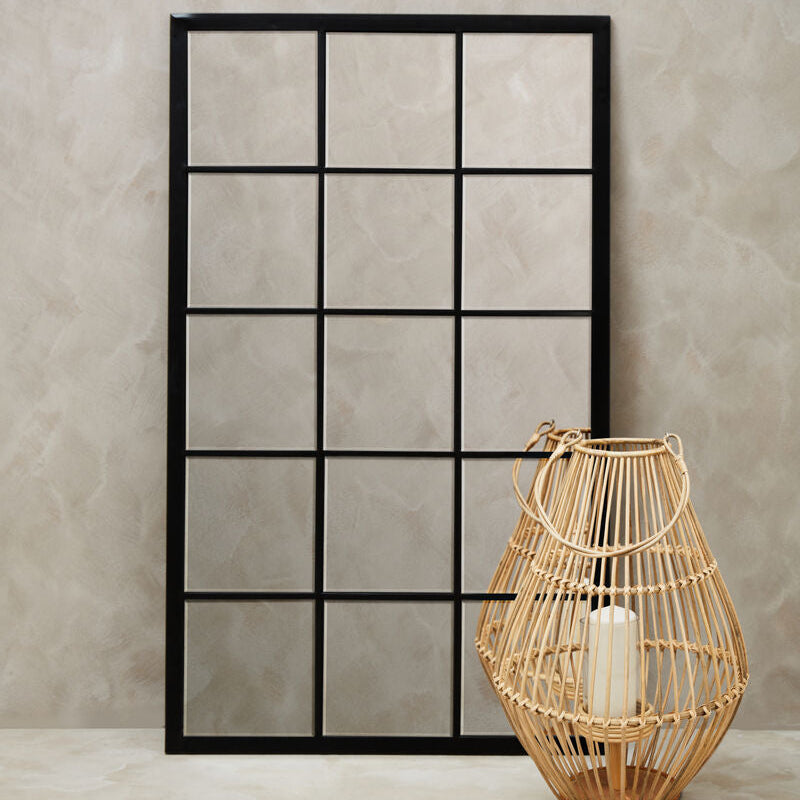 Black Large Grid Wall Mirror