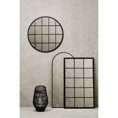 Black Large Grid Wall Mirror
