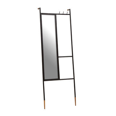 Black Floor Mirror with Coat Rack