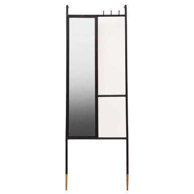 Black Floor Mirror with Coat Rack