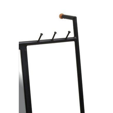 Black Floor Mirror with Coat Rack