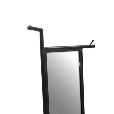 Black Floor Mirror with Coat Rack