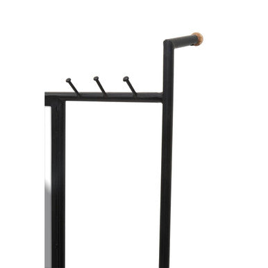 Black Floor Mirror with Coat Rack