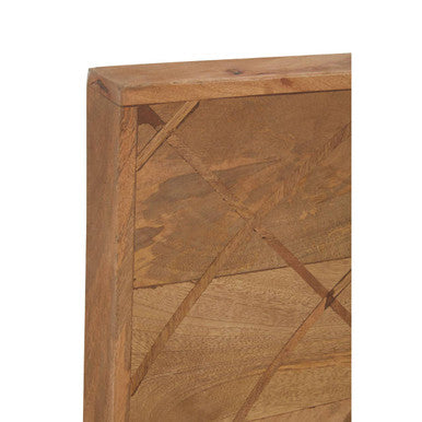 Square Mango Wood Wall Mirror with Circular Inset
