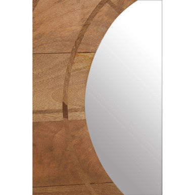 Square Mango Wood Wall Mirror with Circular Inset